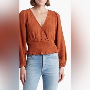 NEW Madewell Lightspun Julianne Smocked-Waist Top